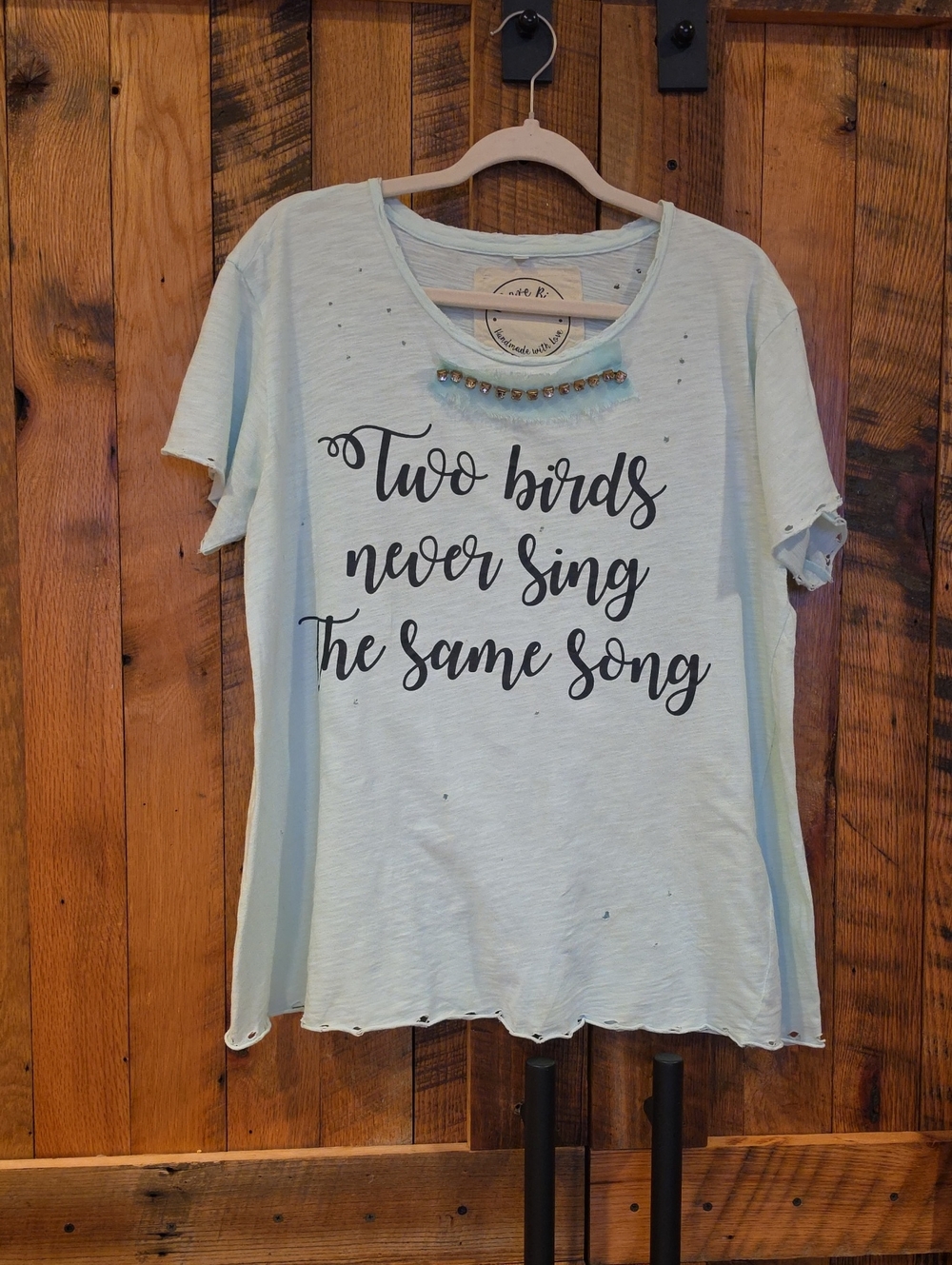 141p A Rare Bird Two Birds Never Sing The Same Song Graphic Tee Light Blue
